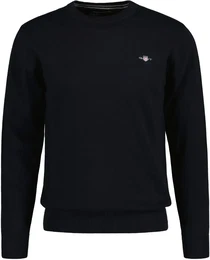 Herren Pique-Strickpullover, Rundhals - COTTON PIQUE C-NECK, Baumwolle Blau 2XL