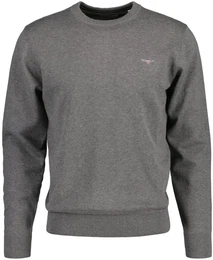 Herren Pullover - CLASSIC COTTON C-NECK, Strickpullover, Rundhals, Baumwolle Grau XL
