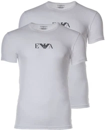 Herren T-Shirt Vorteilspack - Crew Neck, Rundhals, Stretch Cotton EA Logo Wei XL 4er Pack (2 x 2P)