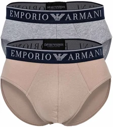 Emporio Armani Herren Slips 2er Pack Endurance Briefs Beige/Grau