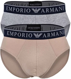 Herren Slips, 2er Pack - ENDURANCE, Briefs, Stretch Cotton, Logo Beige/Grau M