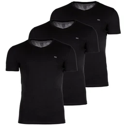 Herren T-Shirt , 3er Pack - UMTEE-MICHAELTRHEEPACK, Kurzarm, V-Neck, einfarbig Schwarz S