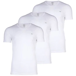 Herren T-Shirt , 3er Pack - UMTEE-MICHAELTRHEEPACK, Kurzarm, V-Neck, einfarbig Wei XL