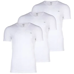 Herren T-Shirt , 3er Pack - UMTEE-MICHAELTRHEEPACK, Kurzarm, V-Neck, einfarbig Wei S