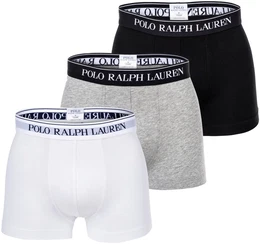 POLO Herren Boxer Shorts, 3er Pack - CLASSIC-3 PACK- TRUNK, Cotton Stretch, Logobund Schwarz/Wei/Grau 2XL