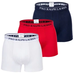 POLO Herren Boxer Shorts, 3er Pack - CLASSIC-3 PACK- TRUNK, Cotton Stretch, Logobund Rot/Wei/Dunkelblau 2XL