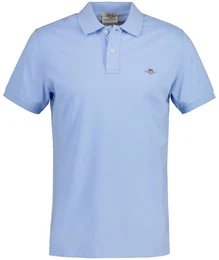 Herren Poloshirt - SLIM SHIELD PIQUE POLO, Kurzarm, Knopfleiste, Logo Hellblau 5XL