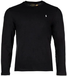 POLO Herren Langarmshirt - LS CREW-SLEEP-TOP, Schlafshirt, lang, einfarbig Schwarz L