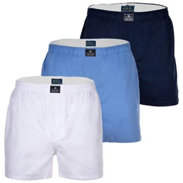 POLO Herren Web-Boxershorts, 3er Pack - OPEN BOXER-3-PACK-BOXER, Baumwolle Wei/Blau/Marine 2XL