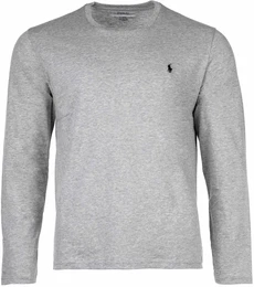 POLO Herren Langarmshirt - LS CREW-SLEEP-TOP, Schlafshirt, lang, einfarbig Grau S