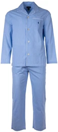 POLO Herren Schlafanzug Set, 2-tlg. - PJ SET-SLEEP SET, Pyjama, Knopfleiste, Mini Gingham, Baumwolle Blau XL