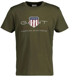 Herren T-Shirt - REGULAR ARCHIVE SHIELD, Rundhals, kurzarm, Baumwolle, Print Grn (Juniper Green) L