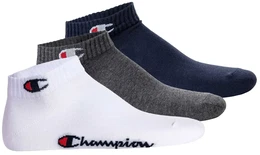 Unisex Socken, 3er Pack - Quarter Socken, Basic, Logo Blau/Wei/Grau EU 35-38