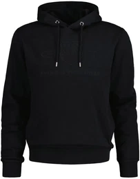 Herren Hoodie - REGULAR TONAL SHIELD HOODIE, Kapuzen-Sweatshirt, Logo Schwarz M