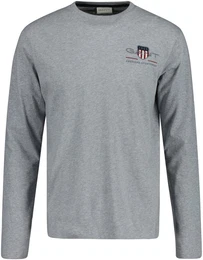 Herren Langarmshirt - REGULAR MEDIUM ARCHIVE SHIELD, Longsleeve, Baumwolle Grau 5XL