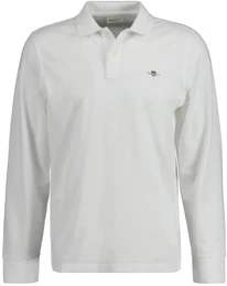 Herren Poloshirt - REGULAR SHIELD LONGSLEEVE PIQUE RUGGER, Langarm, Logo Wei 2XL
