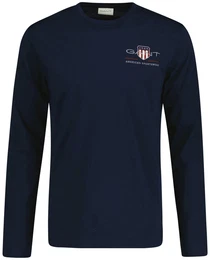 Herren Langarmshirt - REGULAR MEDIUM ARCHIVE SHIELD, Longsleeve, Baumwolle Blau L