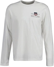 Herren Langarmshirt - REGULAR MEDIUM ARCHIVE SHIELD, Longsleeve, Baumwolle Wei L