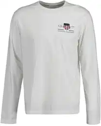 Herren Langarmshirt - REGULAR MEDIUM ARCHIVE SHIELD, Longsleeve, Baumwolle Wei 4XL
