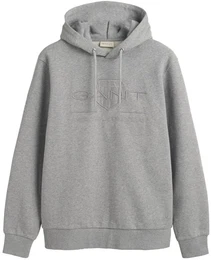 Herren Hoodie - REGULAR TONAL SHIELD HOODIE, Kapuzen-Sweatshirt, Logo Grau M
