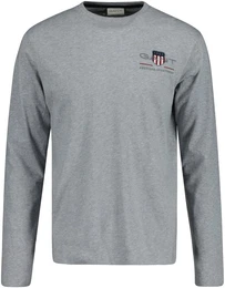 Herren Langarmshirt - REGULAR MEDIUM ARCHIVE SHIELD, Longsleeve, Baumwolle Grau XL