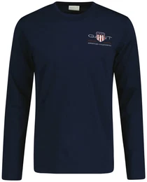 Herren Langarmshirt - REGULAR MEDIUM ARCHIVE SHIELD, Longsleeve, Baumwolle Blau 4XL
