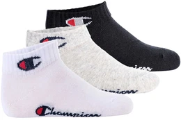 Kinder Socken, 3er Pack - Quarter, Logo, einfarbig Schwarz/Grau/Wei 27-30