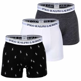 POLO Herren Boxer Shorts, 3er Pack - BOXER BRIEF - 3 PACK, Cotton Stretch, Logobund Schwarz/Grau/Wei 2XL