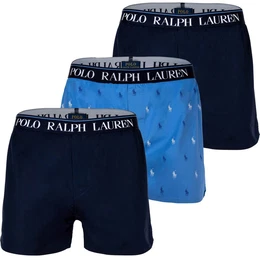 POLO Herren Web-Boxershorts, 3er Pack - ELASTIC BXER-3 PACK BOXER, Gummibund, Stretch Cotton Hellblau/Marine 2XL