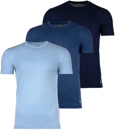 POLO Herren T-Shirts, 3er Pack - CREW 3-PACK-CREW UNDERSHIRT, Rundhals, Baumwolle Blau/Dunkelblau L