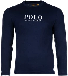 POLO Herren Longsleeve - CREW-SLEEP TOP, Schlafshirt, Langarm, Rundhals, Baumwolle Marineblau L