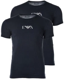 Herren T-Shirt Vorteilspack - Crew Neck, Rundhals, Stretch Cotton EA Logo Marine M 4er Pack (2 x 2P)