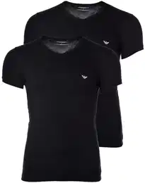 Herren T-Shirt 2er Pack - V-Neck, V-Ausschnitt, Halbarm, unifarben Schwarz XL