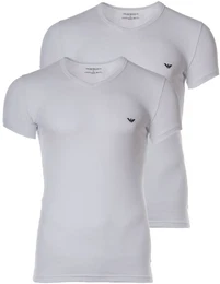 Herren T-Shirt 2er Pack - V-Neck, V-Ausschnitt, Halbarm, unifarben Wei XL