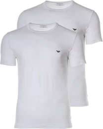 Herren T-Shirt 2er Pack - Crew Neck, Rundhals, Halbarm, unifarben Wei L (Large)