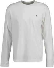 Herren Longsleeve - REGULAR SHIELD LS, Shirt, Rundhals, Langarm, Baumwolle Wei S