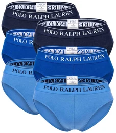 POLO Herren Slips, 6er Pack - LOW RISE BRF-6-PACK-BRIEF, Cotton Stretch, Logobund Blau/Dunkelblau L
