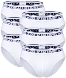 POLO Herren Slips, 6er Pack - LOW RISE BRF-6-PACK-BRIEF, Cotton Stretch, Logobund Wei XL