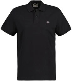 Herren Poloshirt - REGULAR SHIELD, Kurzarm, Knopfleiste, Pique, Stickerei Schwarz S