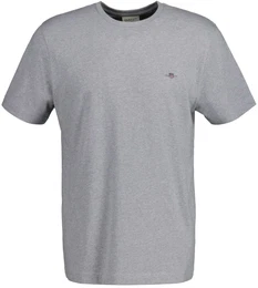 Herren T-Shirt - REGULAR SHIELD, Rundhals, kurzarm, Baumwolle, Stickerei Grau S