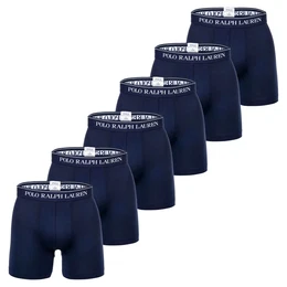 POLO Herren Boxer Shorts, 6er Pack - BOXER BRIEF - 6 PACK, Cotton Stretch, Logobund Dunkelblau M