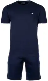 Herren Schlafanzug, kurz - INTERLOCK, Pyjama, Shorty, Cotton Marine M