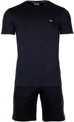 EMPORIO ARMANI Herren Schlafanzug INTERLOCK Pyjama Shorty Schwarz/schwarz
