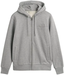 Herren Sweatjacke mit Kapuze - REGULAR TONAL SHIELD FULL ZIP HOODIE, Baumwolle Grau 3XL