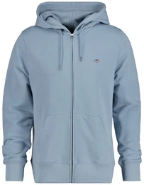 Herren Sweatjacke - REGULAR SHIELD FULL ZIP HOODIE, Kapuze, Baumwoll-Mix Hellblau M