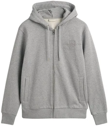 Herren Sweatjacke mit Kapuze - REGULAR TONAL SHIELD FULL ZIP HOODIE, Baumwolle Grau L