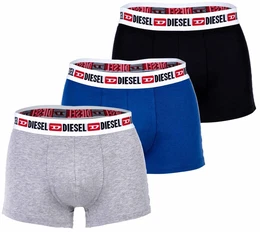 Herren Boxershorts, 3er Pack - UMBX-SHAWNTHREEPACK, Trunks, Logobund, Kontrast-Streifen, Cotton Stretch Grau/Blau/Schwarz S