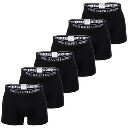 POLO Herren Boxer Shorts, 6er Pack - CLASSIC-6 PACK- TRUNK, Cotton Stretch, Logobund Schwarz S