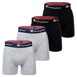 Herren Boxershorts, 4er Pack - Baumwolle, Logobund, einfarbig Grau M