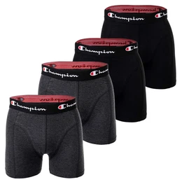 Herren Boxershorts, 4er Pack - Baumwolle, Logobund, einfarbig Grau/Schwarz S